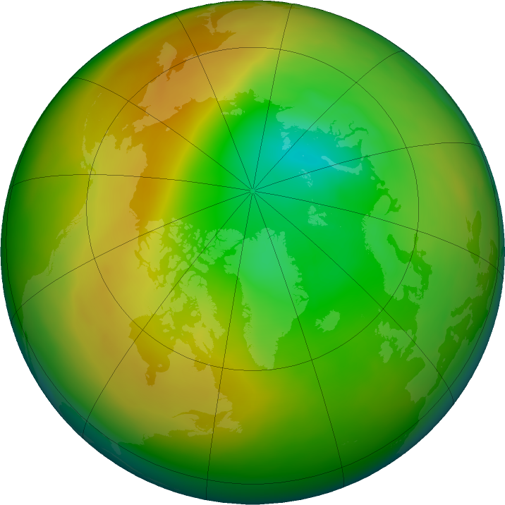 Arctic ozone map for April 2020
